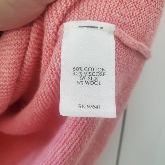 Pure Jill Powder Pink Cotton Wool Blend Ribbed Knit Boxy Casual Long Line Top - Picture 8 of 11